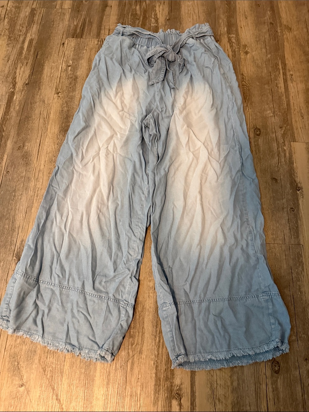 New. Zenana Outfitters Light Blue Tie-Waist Wide Leg Jeans